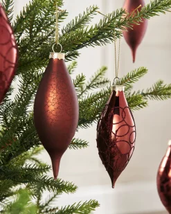 WeRChristmas Burgundy Glass Baubles, 5 Pack, 15 Cm^ Glass Baubles