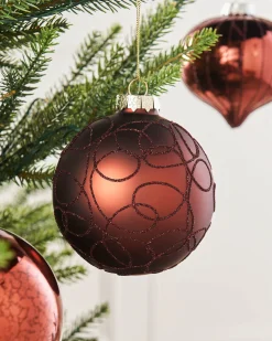WeRChristmas Burgundy Glass Baubles, 6 Pack, 10 Cm^ Glass Baubles