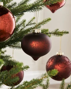 WeRChristmas Burgundy Glass Baubles, 6 Pack, 10 Cm^ Glass Baubles