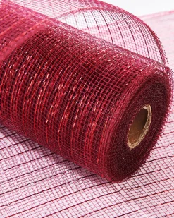 WeRChristmas Burgundy Mesh With Red Foil, 9 M^ Deco Mesh