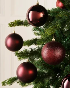 WeRChristmas Burgundy Shatterproof Baubles, 9 Pack, 10 Cm^ Oversized Baubles|Shatterproof Baubles