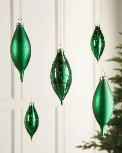 WeRChristmas Christmas Green Glass Baubles, 5 Pack, 15 Cm^ Glass Baubles
