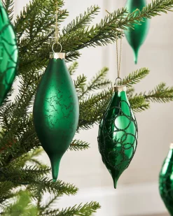 WeRChristmas Christmas Green Glass Baubles, 5 Pack, 15 Cm^ Glass Baubles