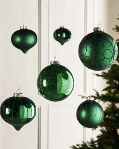 WeRChristmas Christmas Green Glass Baubles, 6 Pack, 10 Cm^ Glass Baubles