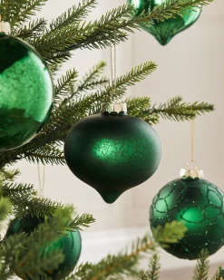 WeRChristmas Christmas Green Glass Baubles, 6 Pack, 10 Cm^ Glass Baubles