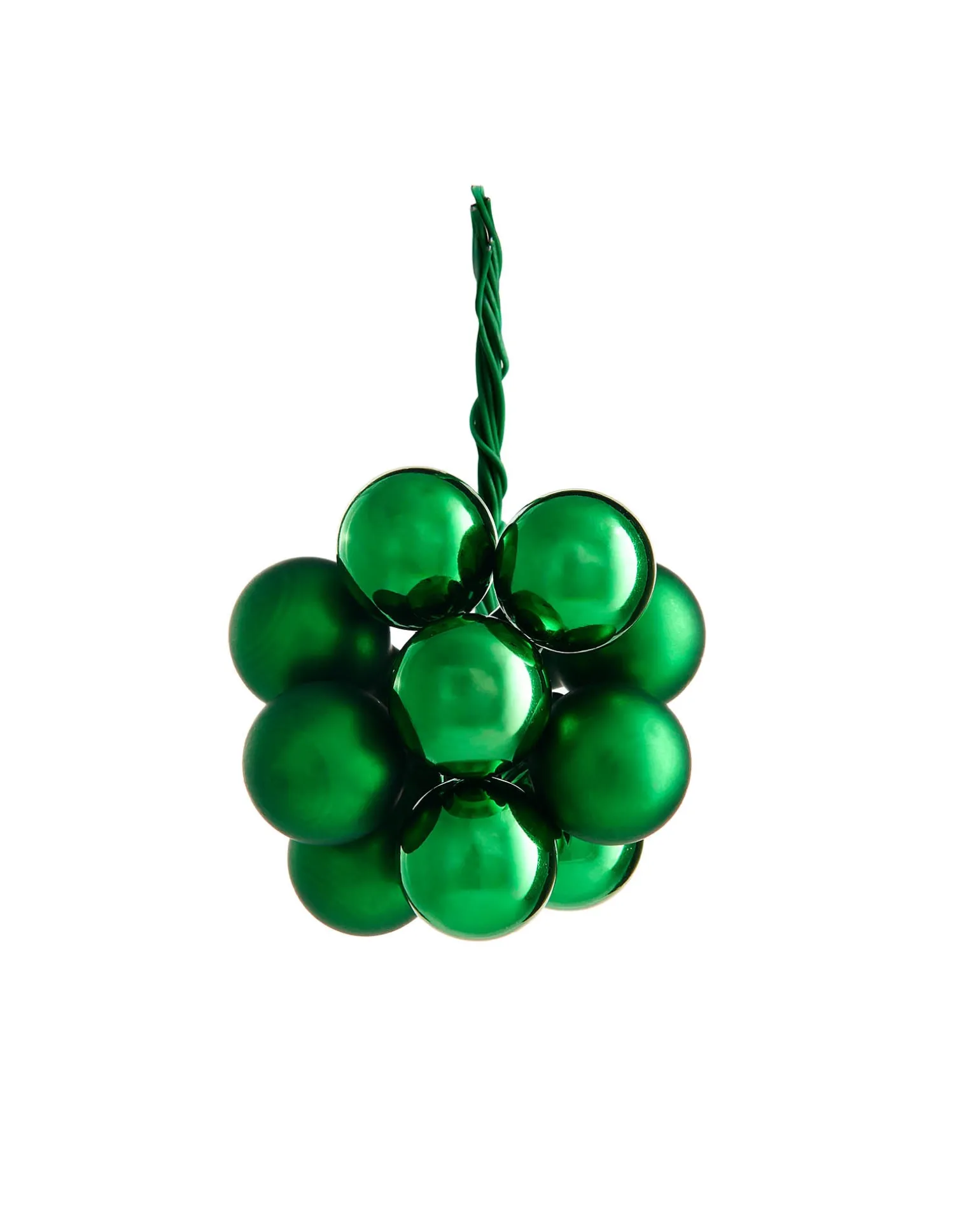 WeRChristmas Christmas Green Glass Berry Cluster Baubles, 10 Pack^ Glass Baubles