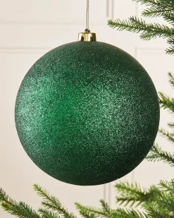 WeRChristmas Christmas Green Large Glitter Shatterproof Bauble, 20 Cm^ Oversized Baubles|Shatterproof Baubles