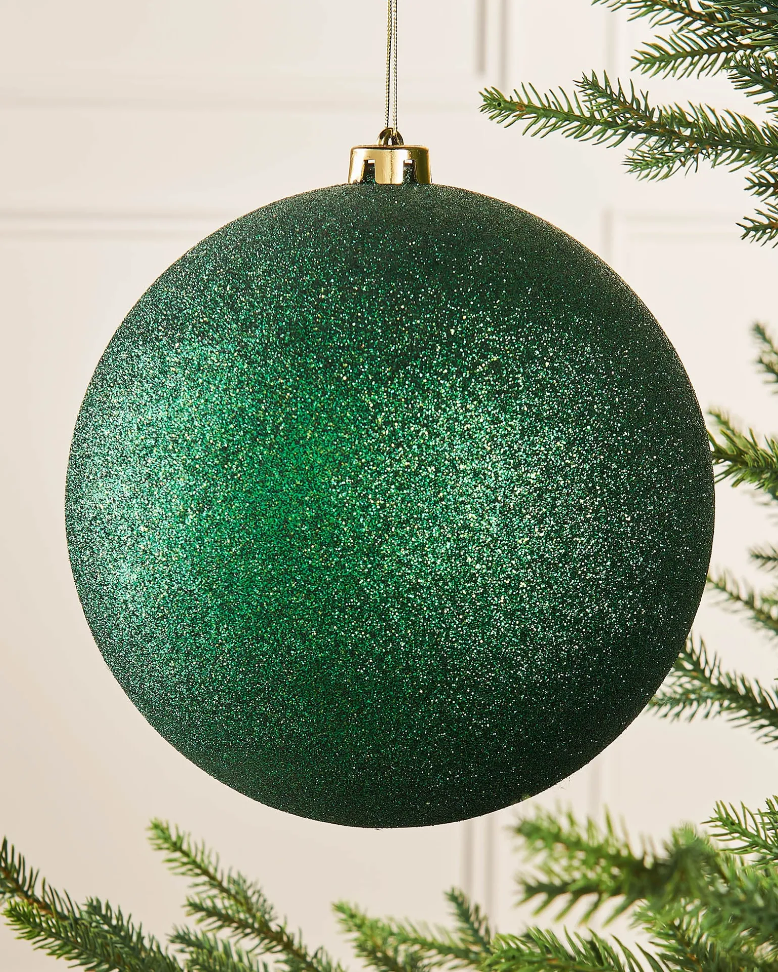 WeRChristmas Christmas Green Large Glitter Shatterproof Bauble, 20 Cm^ Oversized Baubles|Shatterproof Baubles