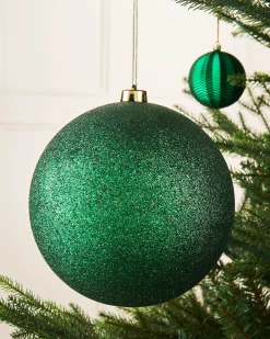 WeRChristmas Christmas Green Large Glitter Shatterproof Bauble, 20 Cm^ Oversized Baubles|Shatterproof Baubles