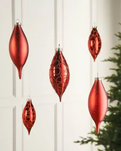 WeRChristmas Christmas Red Glass Baubles, 5 Pack, 15 Cm^ Glass Baubles