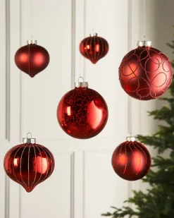 WeRChristmas Christmas Red Glass Baubles, 6 Pack, 10 Cm^ Glass Baubles