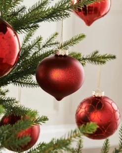 WeRChristmas Christmas Red Glass Baubles, 6 Pack, 10 Cm^ Glass Baubles
