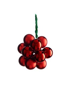 WeRChristmas Christmas Red Glass Berry Cluster Baubles, 10 Pack^ Glass Baubles
