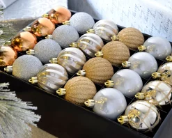 WeRChristmas Copper/Champagne Shatterproof Baubles, 48 Pack^ Shatterproof Baubles