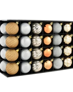 WeRChristmas Copper/Champagne Shatterproof Baubles, 48 Pack^ Shatterproof Baubles