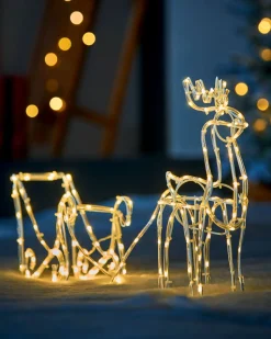 WeRChristmas 3D Reindeer With Sleigh Rope Light Silhouette, 120 Cm^ Outdoor Lighted Reindeer