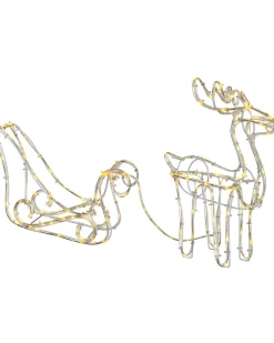 WeRChristmas 3D Reindeer With Sleigh Rope Light Silhouette, 120 Cm^ Outdoor Lighted Reindeer