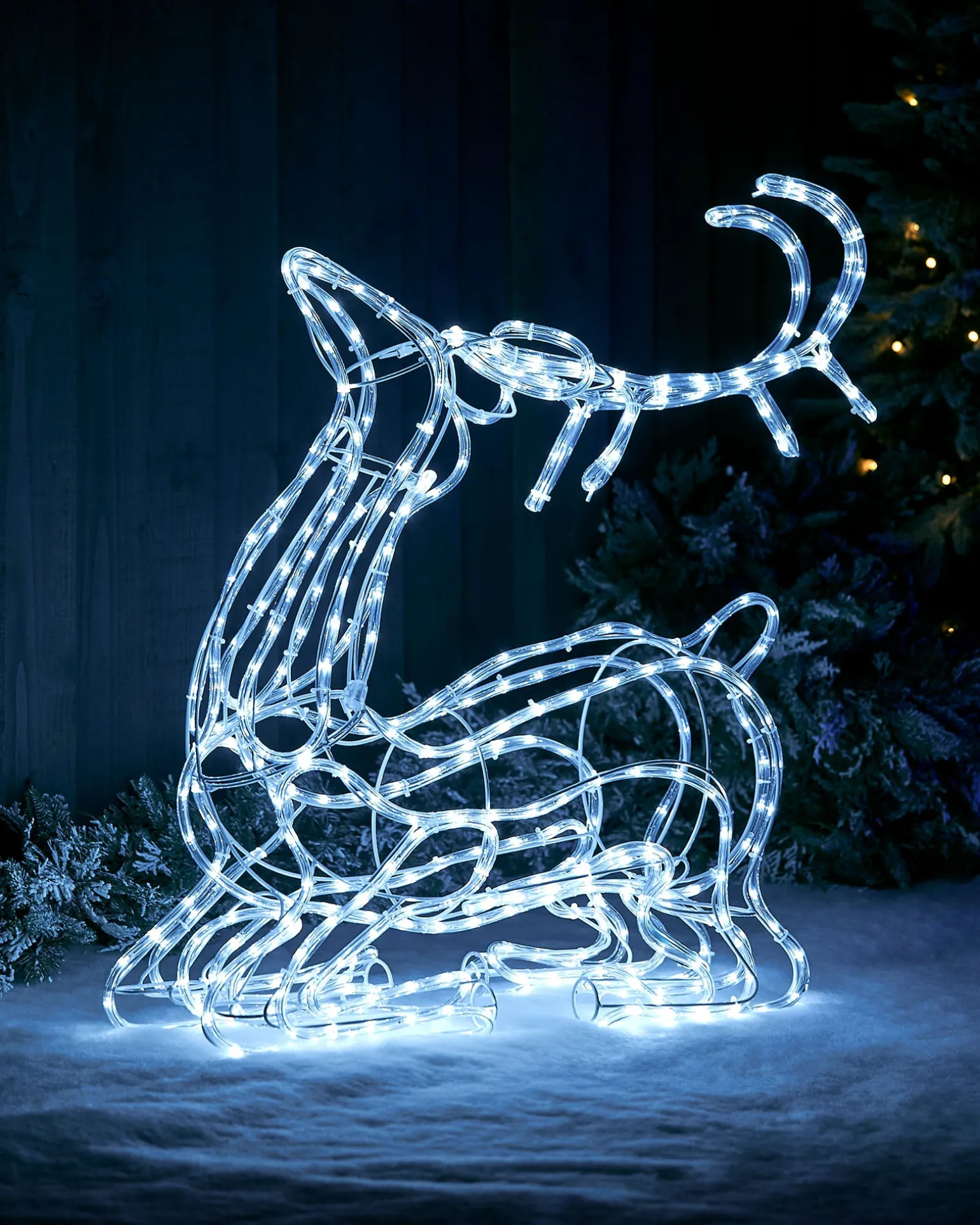 WeRChristmas 3D Sitting Reindeer Rope Light Silhouette, 93 Cm^ Outdoor Lighted Reindeer