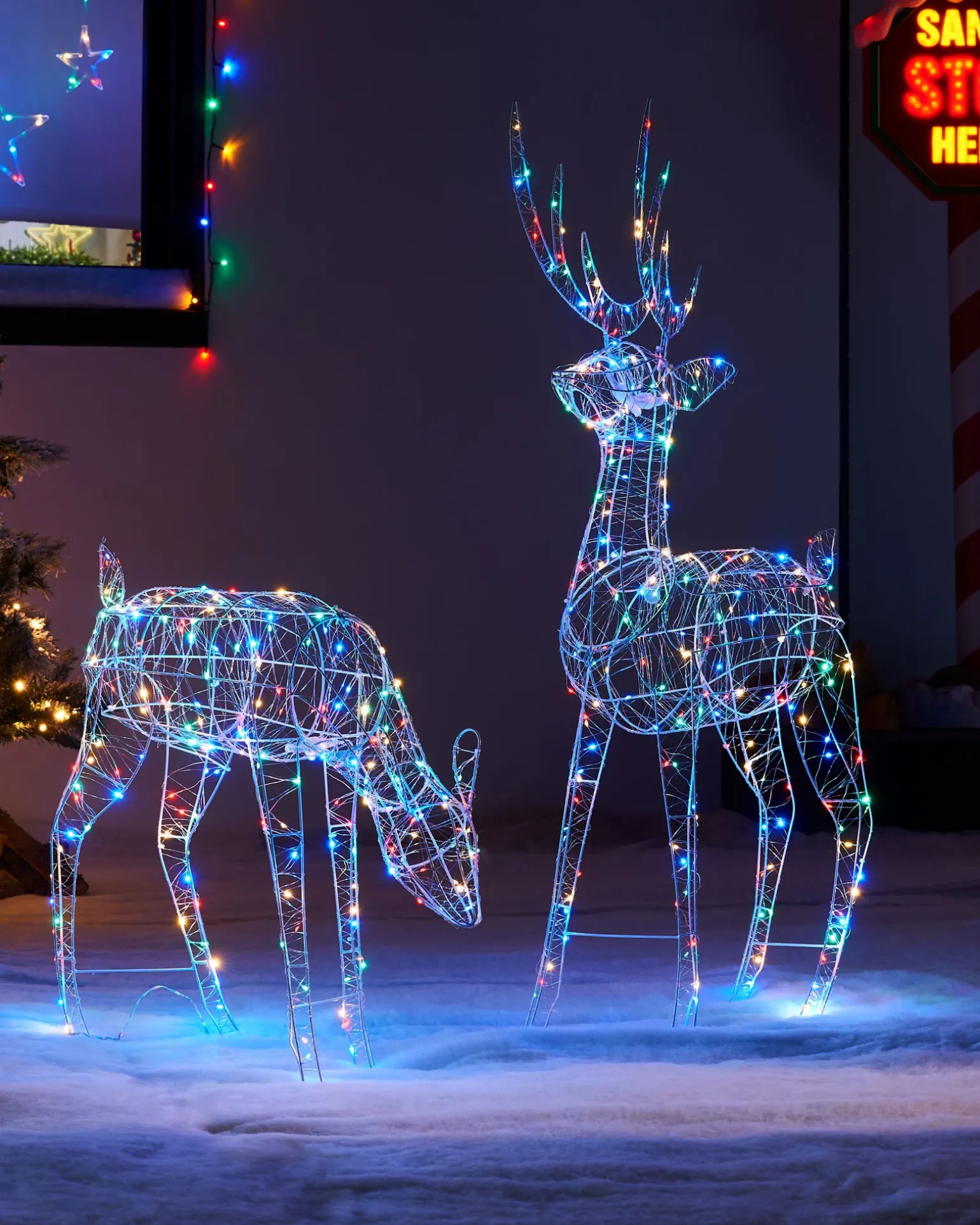 WeRChristmas 3D Standing Stag Silhouette, 110 Cm^ Outdoor Lighted Reindeer