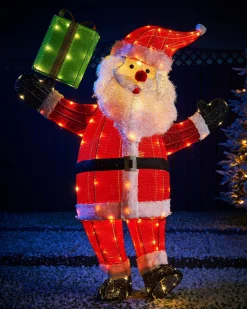 WeRChristmas 3D Tinsel Santa With Gift Box Silhouette^ Christmas Characters
