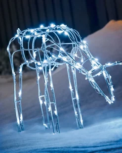 WeRChristmas 3D Twinkling Grazing Reindeer Silhouette, White, 68 Cm^ Outdoor Lighted Reindeer
