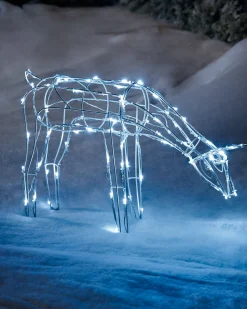 WeRChristmas 3D Twinkling Grazing Reindeer Silhouette, White, 68 Cm^ Outdoor Lighted Reindeer