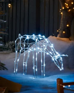WeRChristmas 3D Twinkling Grazing Reindeer Silhouette, White, 68 Cm^ Outdoor Lighted Reindeer