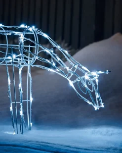 WeRChristmas 3D Twinkling Grazing Reindeer Silhouette, White, 68 Cm^ Outdoor Lighted Reindeer