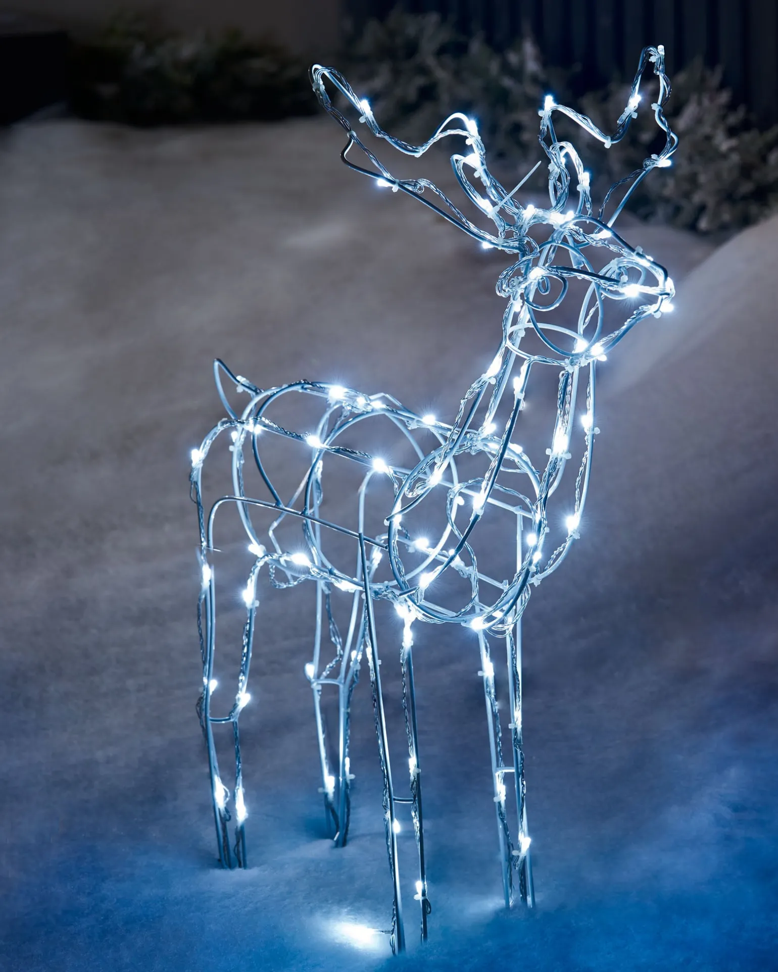 WeRChristmas 3D Twinkling Standing Reindeer Silhouette, White, 78 Cm^ Outdoor Lighted Reindeer