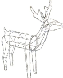 WeRChristmas 3D Twinkling Standing Reindeer Silhouette, White, 78 Cm^ Outdoor Lighted Reindeer