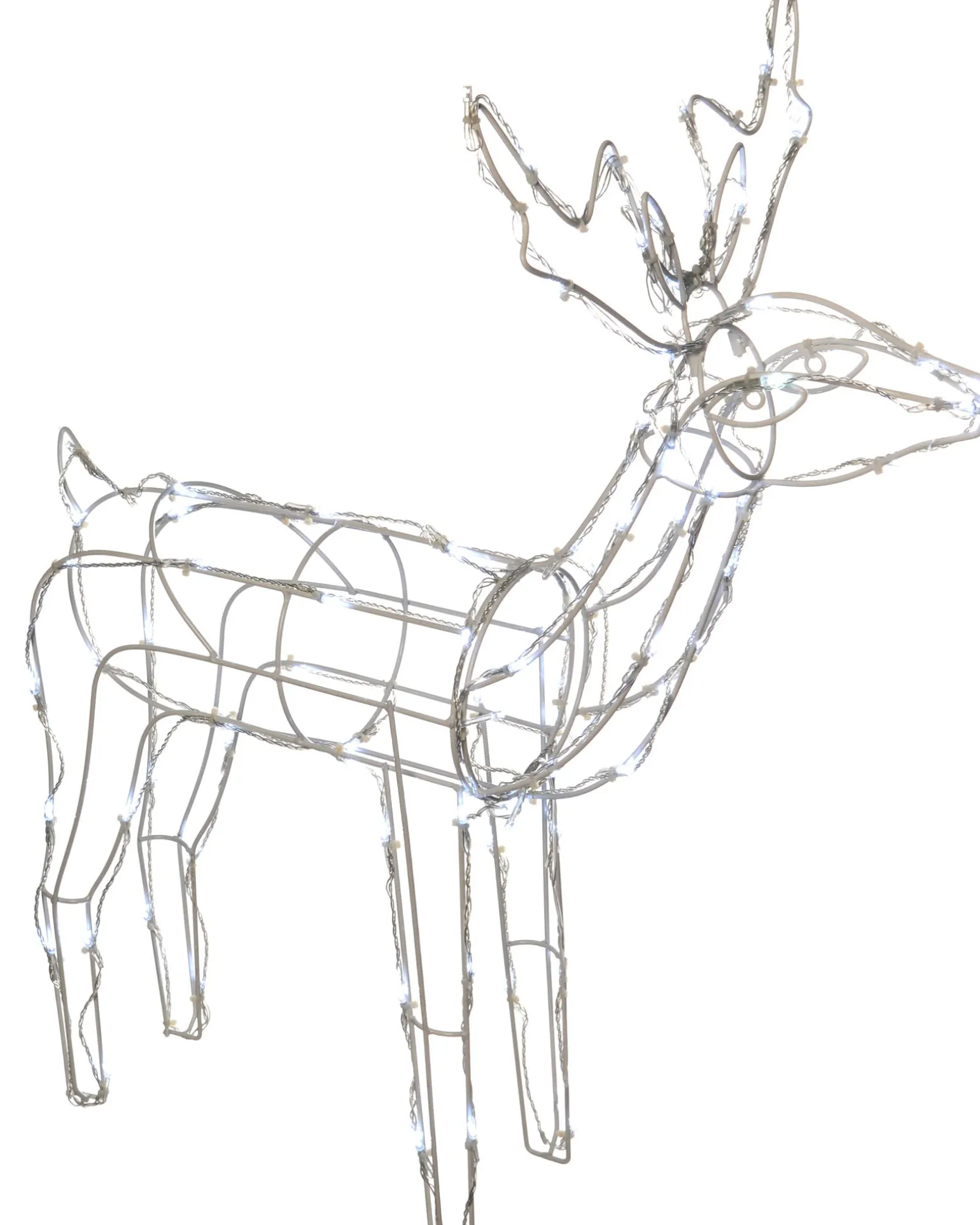 WeRChristmas 3D Twinkling Standing Reindeer Silhouette, White, 78 Cm^ Outdoor Lighted Reindeer
