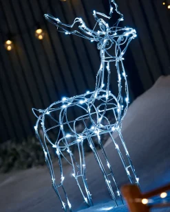 WeRChristmas 3D Twinkling Standing Reindeer Silhouette, White, 78 Cm^ Outdoor Lighted Reindeer
