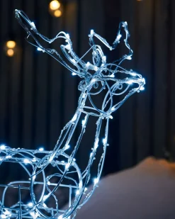 WeRChristmas 3D Twinkling Standing Reindeer Silhouette, White, 78 Cm^ Outdoor Lighted Reindeer