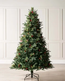 WeRChristmas Decorated Mixed Tip Berries & Pinecones Christmas Tree, 7 Ft^ Premium Christmas Trees|Unlit Christmas Trees