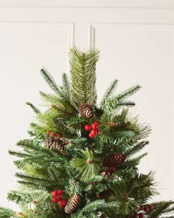 WeRChristmas Decorated Mixed Tip Berries & Pinecones Christmas Tree, 7 Ft^ Premium Christmas Trees|Unlit Christmas Trees