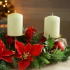 WeRChristmas Decorated Table Centre Piece Candle Holder - Red/Gold, 3 Pillar^ Candle Holder Garlands|Decorated Garlands