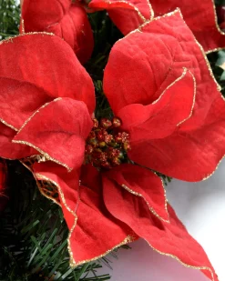 WeRChristmas Decorated Table Centre Piece Candle Holder - Red/Gold, 3 Pillar^ Candle Holder Garlands|Decorated Garlands