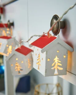 WeRChristmas Decorative Wooden House LED Lights String, 1.8 M^ Fairy Lights