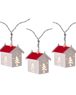 WeRChristmas Decorative Wooden House LED Lights String, 1.8 M^ Fairy Lights