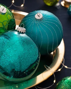 WeRChristmas Emerald Glass Baubles, 3 Pack, 13 Cm^ Glass Baubles