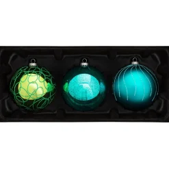 WeRChristmas Emerald Glass Baubles, 3 Pack, 13 Cm^ Glass Baubles