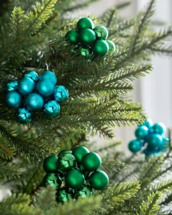 WeRChristmas Emerald Green Glass Berry Cluster Baubles, 5 Pack^ Glass Baubles