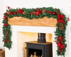 WeRChristmas Extra Thick Decorated Garland, Red/Gold, 9 Ft^ Decorated Garlands|Pre Lit Garlands