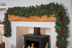 WeRChristmas Extra Thick Mixed Pine Garland, Pinecones & Berries, 9 Ft^ Decorated Garlands