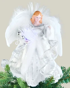WeRChristmas Fibre Optic Angel Christmas Tree Topper, Silver/White, 25 Cm^ Tree Toppers
