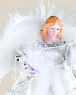 WeRChristmas Fibre Optic Angel Christmas Tree Topper, Silver/White, 25 Cm^ Tree Toppers