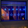 WeRChristmas Flashing Star Curtain Net Light, Blue, 2 M^ Window Silhouettes|Curtain & Net Lights