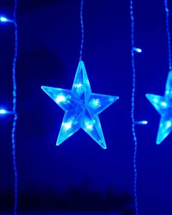 WeRChristmas Flashing Star Curtain Net Light, Blue, 2 M^ Window Silhouettes|Curtain & Net Lights
