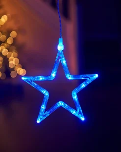 WeRChristmas Flashing Star Curtain Net Light, Blue, 2 M^ Window Silhouettes|Curtain & Net Lights