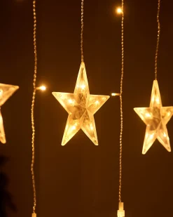 WeRChristmas Flashing Star Curtain Net Light, White, 2 M^ Window Silhouettes|Curtain & Net Lights
